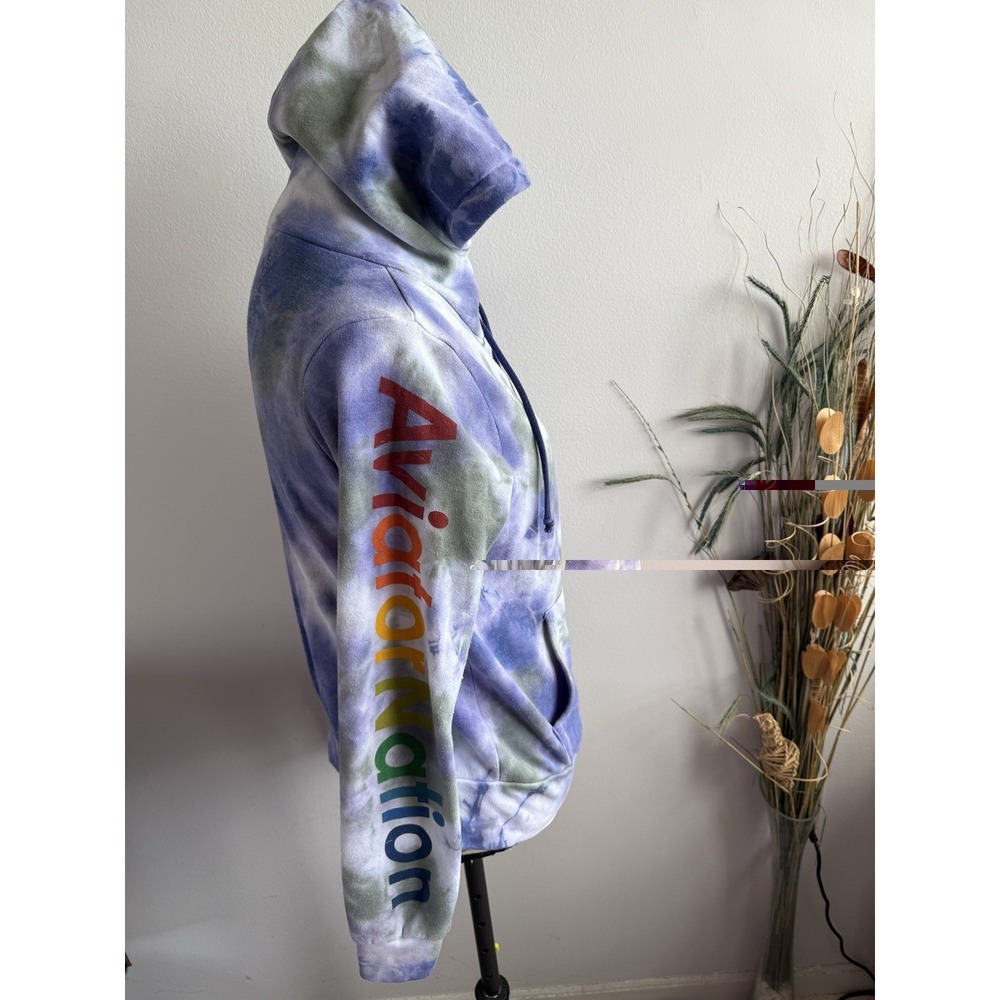 Aviator Nation Tye Dye Blue Hoodie Full Zip Sweatshirt The Hamptons Surf Small - Picture 5 of 9